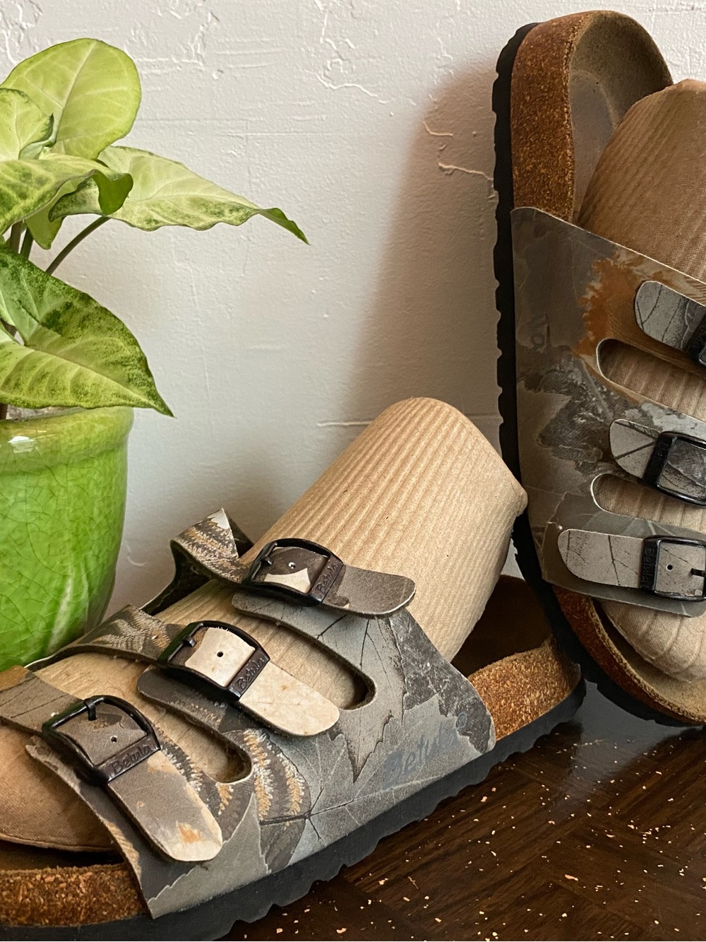 Pre-owned Betula Florida Sandal in Beige Camo 41/10 Narrow fit Women’s